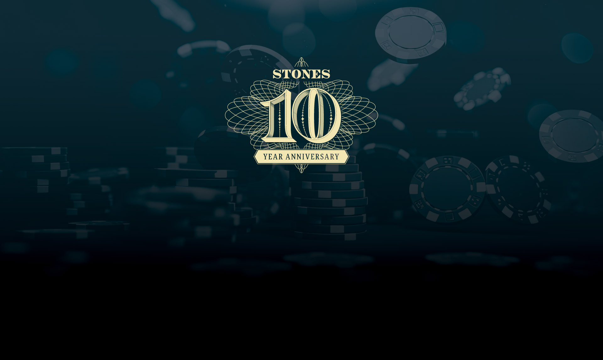 10 Year Anniversary logo on blue chip artwork
